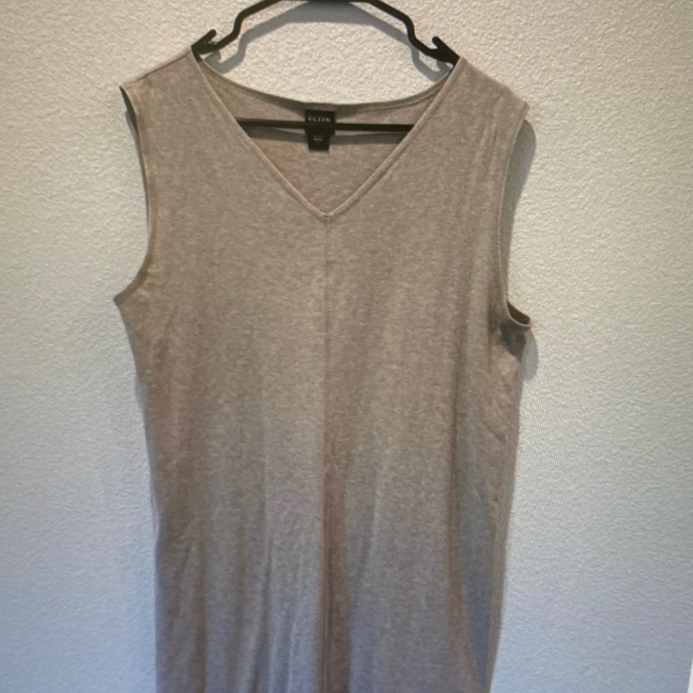 Eileen Fisher Sleeveless V-Neck Tunic in Light Taupe